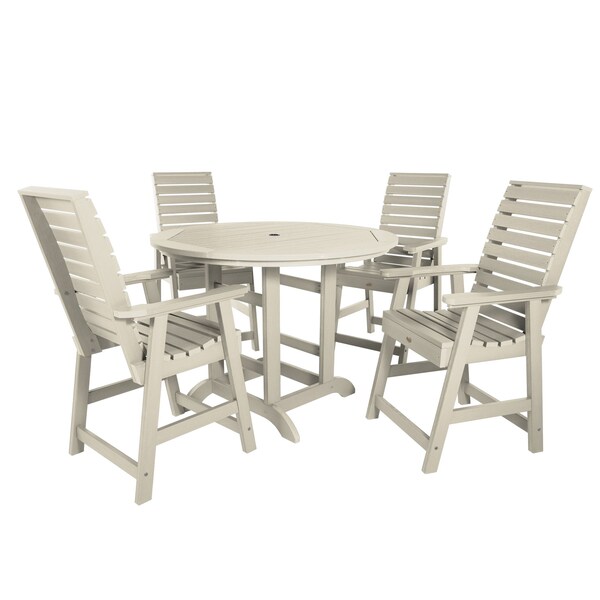Highwood Usa Weatherly 5pc Round Counter Height Outdoor Patio Furniture Dining Set AD-CNW48-WAE - main